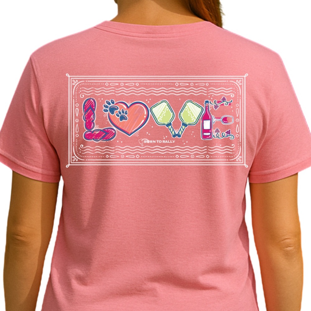 Pickleball Love Shirt - Dogs Wine and Pickleball Graphic Tee - Funny Pickleball